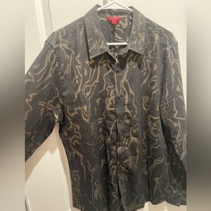 Mens Guess black and gold shiny dress shirt